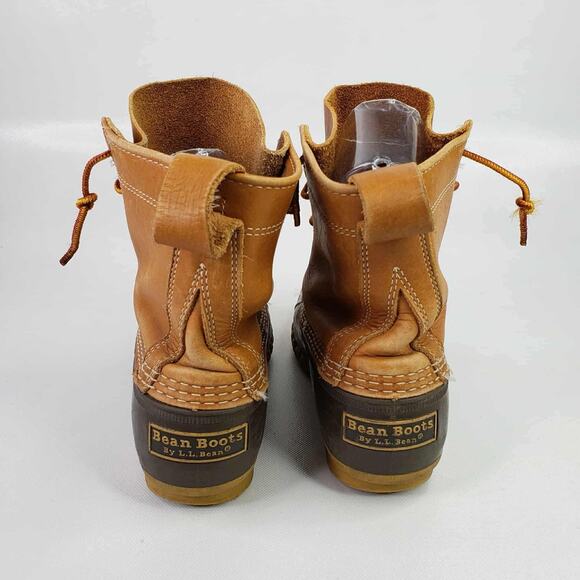 LL Bean Duck Boots Tan Brown Leather Lace Up Men’s Size 6 Women’s Size 8 - Picture 3 of 9